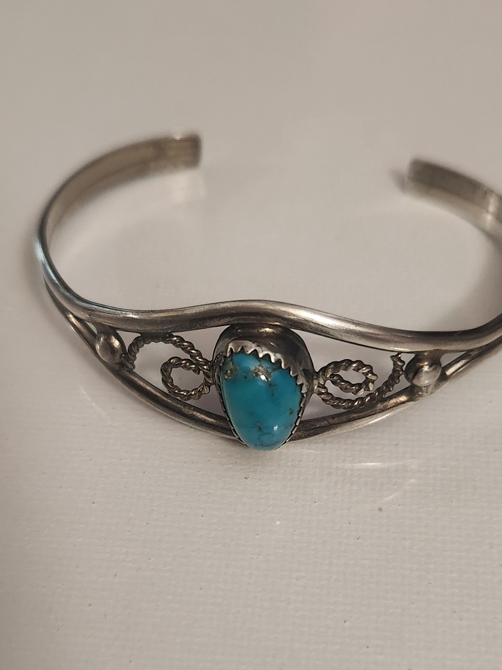 Vintage Sterling Silver Turquoise Cuff Bracelet - Blue